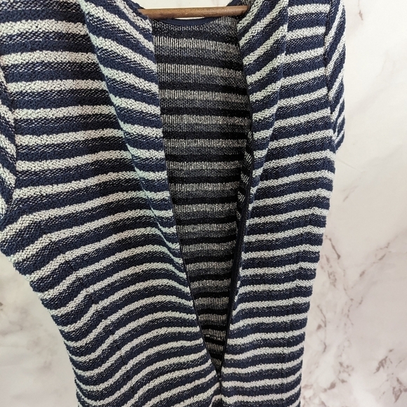 Theory Dress Women 10 Medium Blue Stripe Swing Organic Cotton Crew Neck Texture - Picture 8 of 12